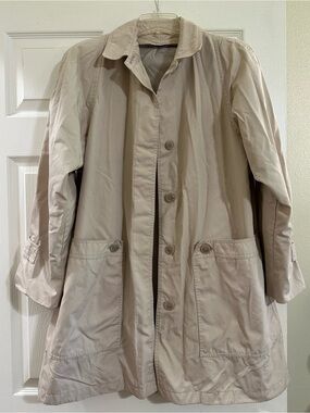 Beige Casual Button-Front Trench Coat